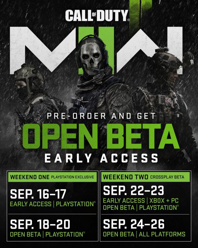 Når kan du spille Call of Duty: Modern Warfare II sin åpne beta?